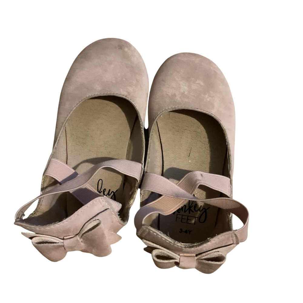 Monkey Feet Pink Ballet‎ Flats with Ribbon Straps